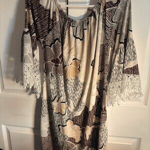 WinWin Half Lace Sleeve Womens Boho Style Tunic Top Size L-XL